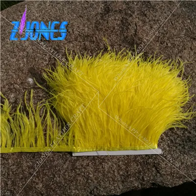 yellow 10 ярдов/партия 10-15 см черный натуральный Плюмаж из страусиного пера бахрома отделка ленты для юбки/платья/костюм украшения DIY - Цвет: yellow
