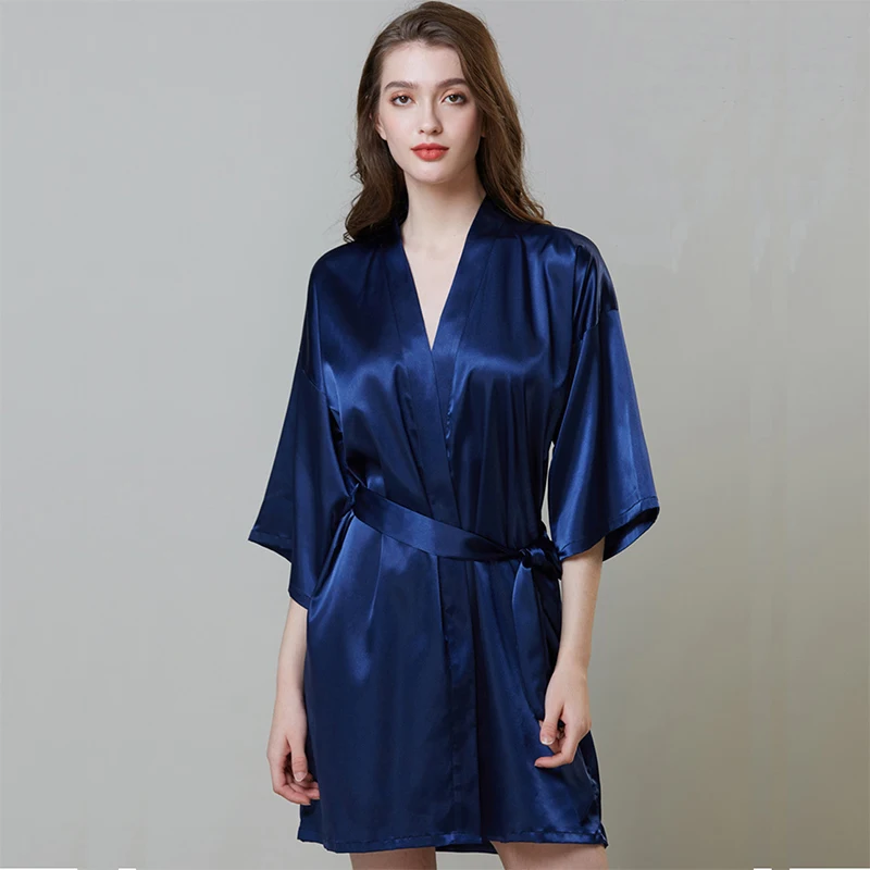 5 цветов Для женщин атласные платья для невест одноцветное халат мини атласный