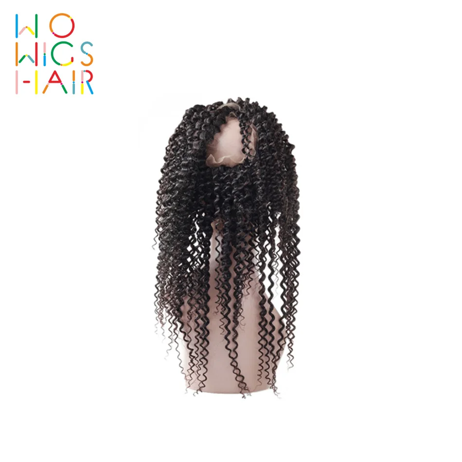 WoWigs Hair Brazilian Lace Wigs Curly 360 Frontal Remy Natural Color 100% Human Pre Plucked Front | Шиньоны и парики