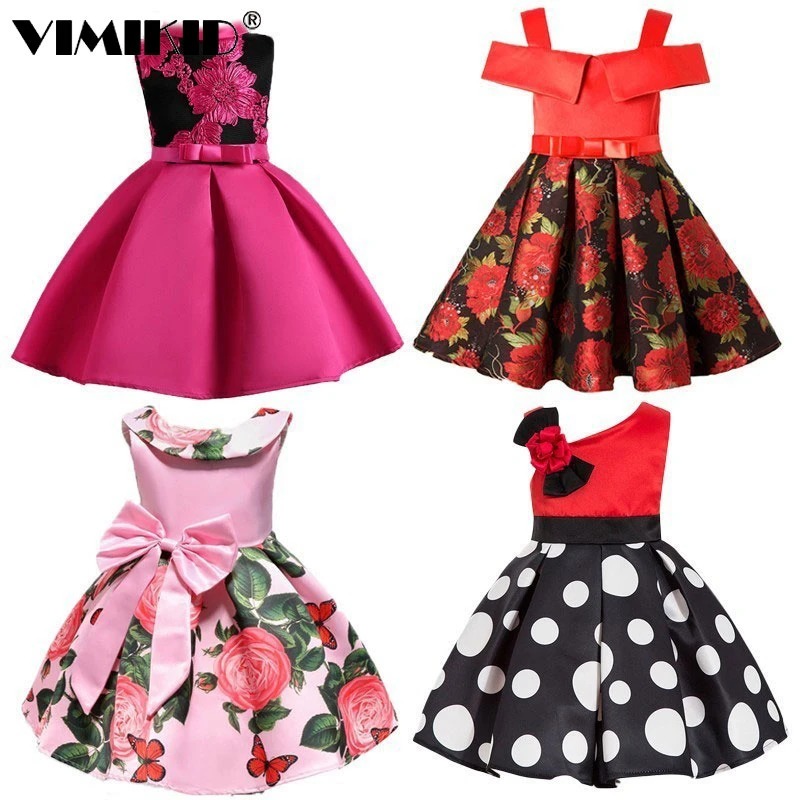 

VIMIKID New Fashion Sequin Flower Dress Party Birthday Wedding Princess Toddler Baby Girls Clothes Children Kids Dresses