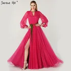 Новые Сексуальные вечерние платья с розой, модные вечерние платья из тюля с длинными рукавами и цветами, 2021, Serene Hill LA6540