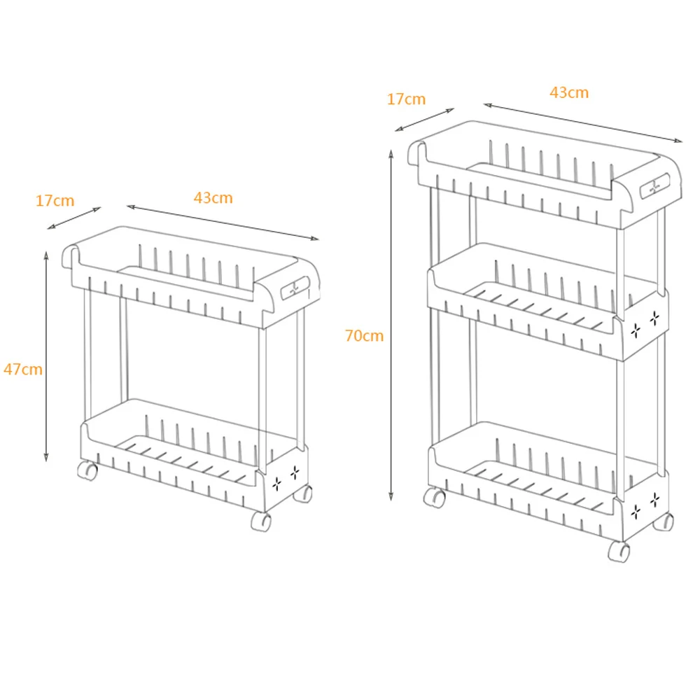 

A1 Wheeled mobile toilet bathroom shelf refrigerator floor plastic storage rack shelf kitchen sandwich finishing rack wx8200949