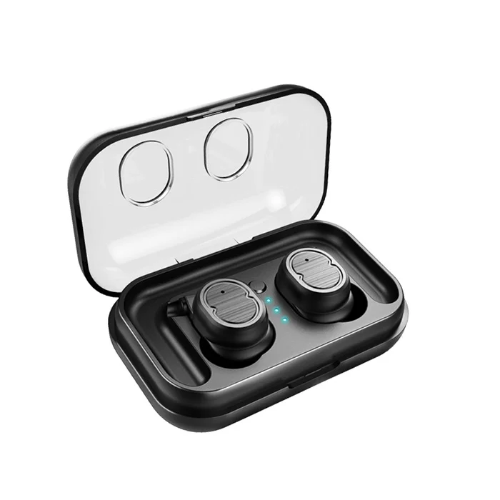 Black TWS Bluetooth наушники, беспроводные Bluetooth 5,0 наушники, спортивные наушники, стерео бас гарнитура с двойным микрофоном для Iphone, Android - Цвет: Black