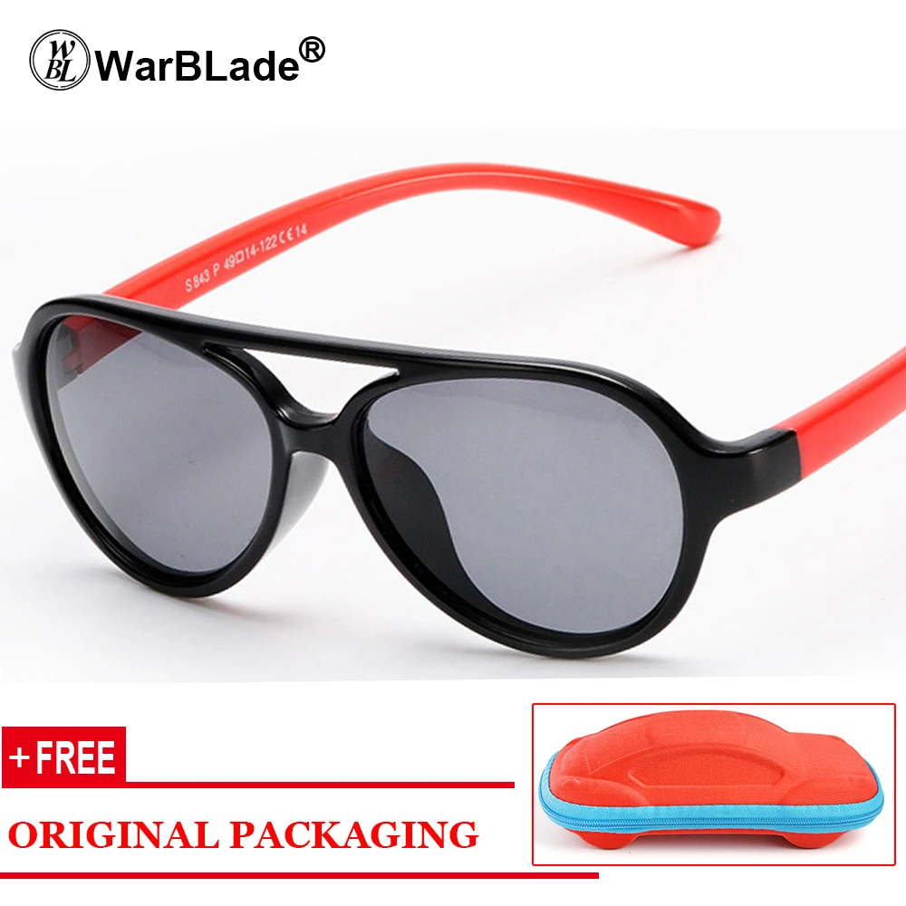 black red WarBLad Модные Детские поляризованные солнцезащитные очки Childre детские очки с гибкой оправой защитные очки солнцезащитные очки UV400 для мальчиков и девочек - Цвет линз: black red