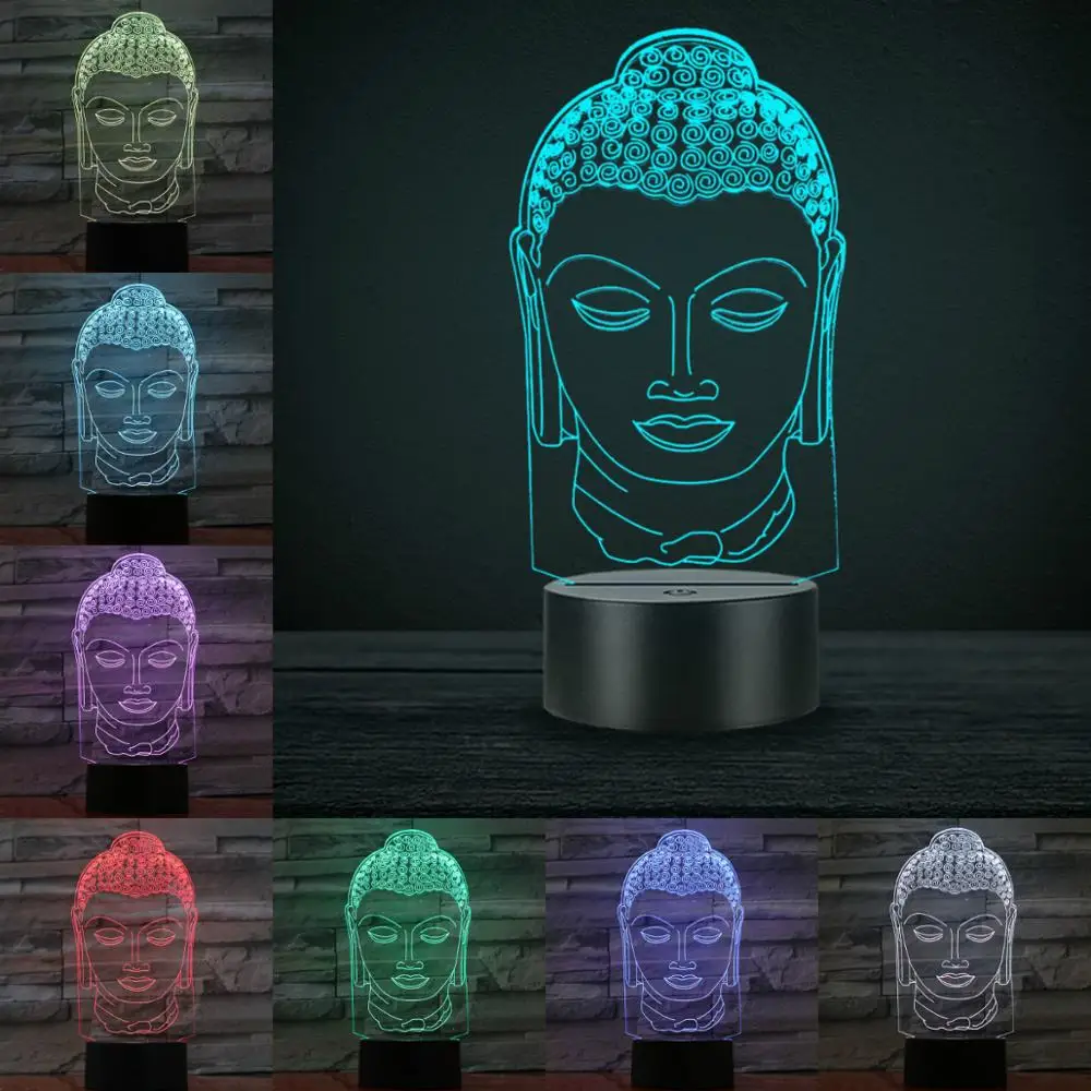 3D USB Сенсорная лампа Sakyamuni СВЕТОДИОДНЫЙ Ночник светильник украшение для дома