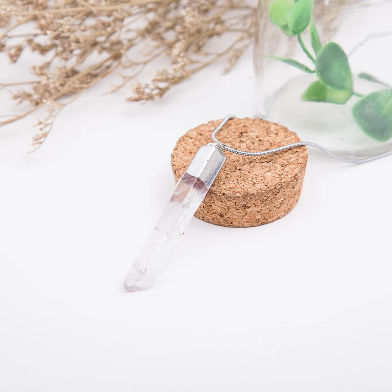 2018 Silver Plated Rough Natural Stone Necklaces Pendant Drusy White Crystal clear Quartz Necklace For Women Fashion jewelry | Украшения и