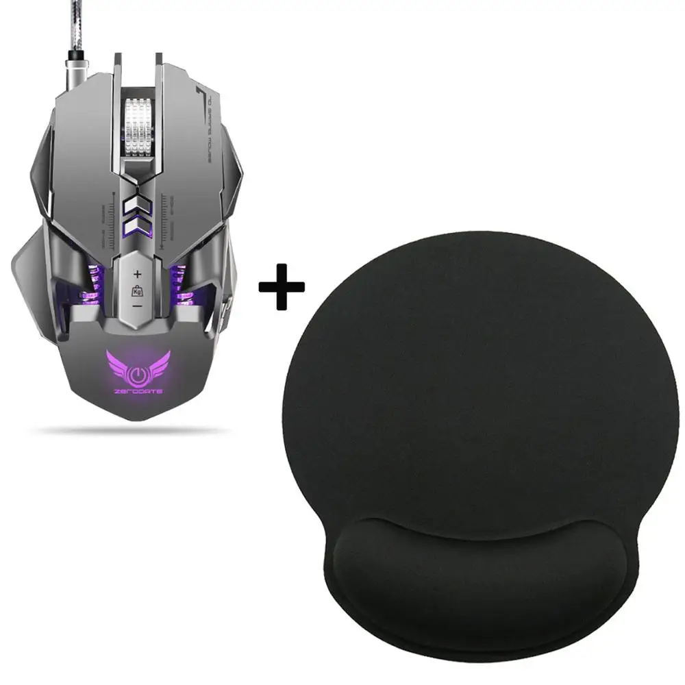 Mouse and Mouse Pad ZERODATE USB Проводная игровая мышь 7 программируемых кнопок 3200 точек/дюйм Программирование компьютерная мышь геймерские мыши игровая мышь для ПК ноутбука - Цвет: Mouse and Mouse Pad