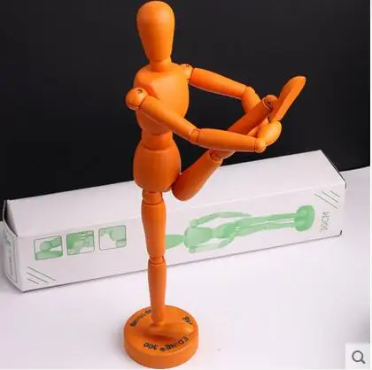 Деревянный манекен с подвижными конечностями 30 см 12 дюймов модель человеческого