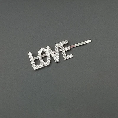 Love DANZE 1 шт. серебряного цвета Модные Роскошные буквы Bling Любовь Надежда мечта заколки Головные уборы для Для женщин девочек заколки невидимки для волос аксессуары для волос - Окраска металла: Love