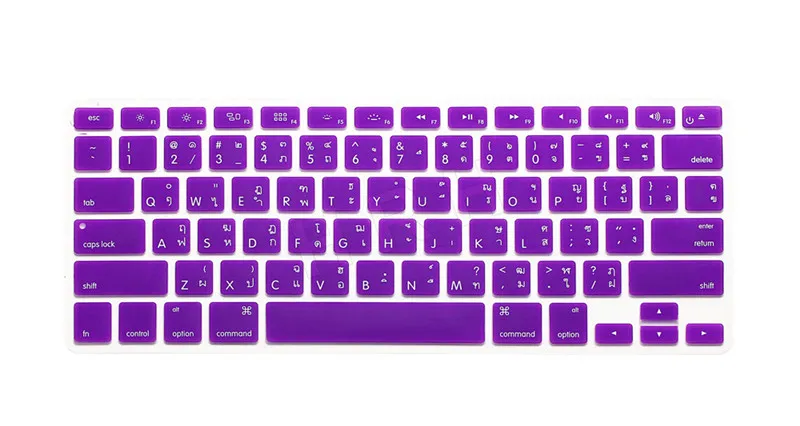 Purple HRH тайский язык Цвет гель Клавиатура Обложка силиконовый кожи протектор для MacBook Pro Air retina 1" 15" 1" выпуска до - Цвет: Purple