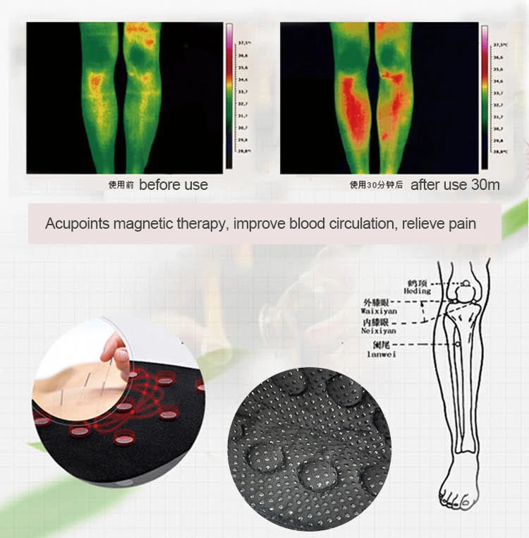 Black Color Neoprene Infrared Self Heating Knee Support Size Adjustable Magnetic Knee Belt