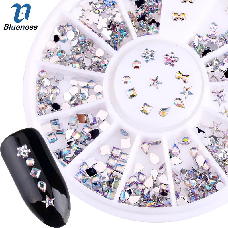 стразы на ногти для ногтей 6 Дизайн Блестящий AB акриловые лук капли воды Nail Art