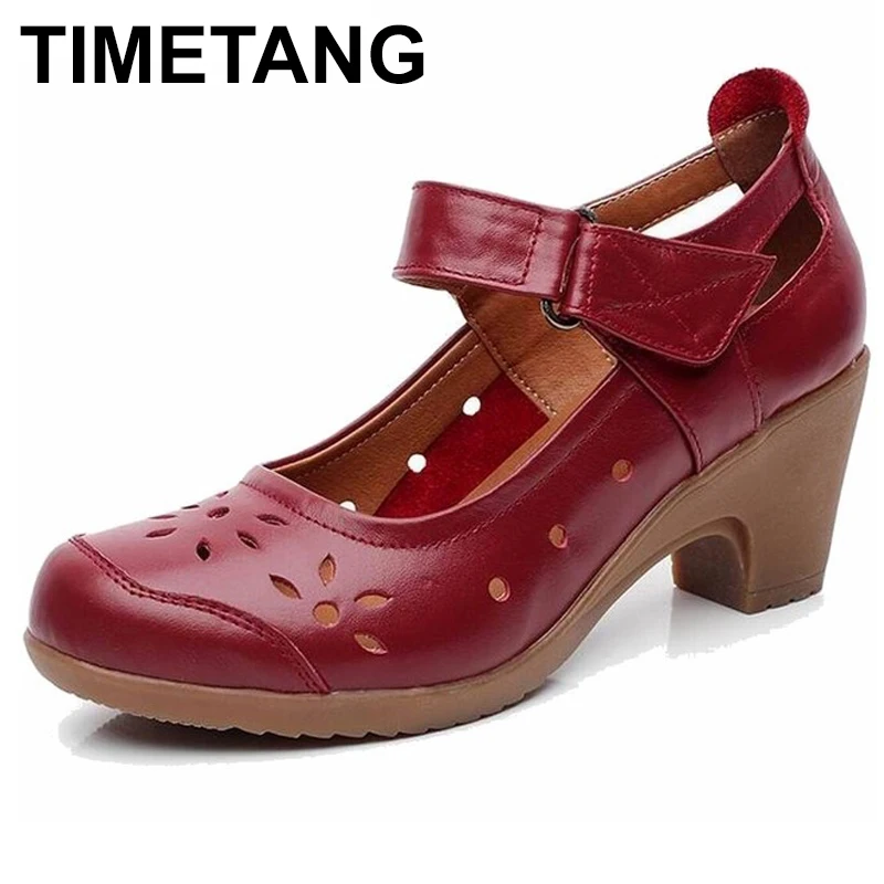 TIMETANG 2018 весенне-Осенняя обувь для женщин 100% из натуральной кожи Женские