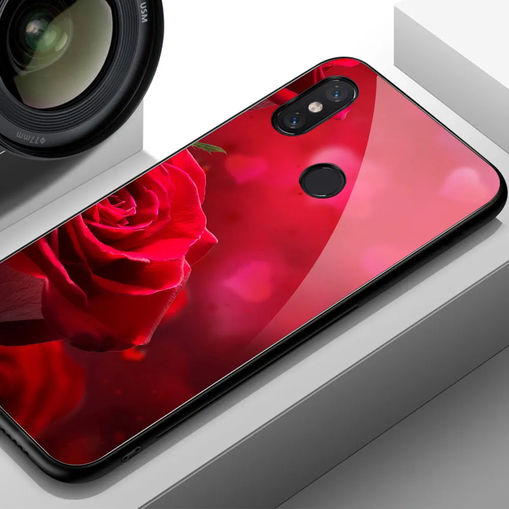 Чехол с красной розой для xiaomi mi 9, стеклянная задняя крышка, цветочный чехол для xiaomi 6 8 9 se 8 lite explorer mi x 2 2s 3 max 3