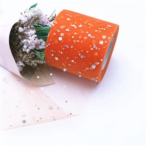orange Тюль в рулоне 6,5 см, 25 ярд, блестящая юбка-пачка из органзы, кружево для поделок, для вечеринки в честь Дня рождения, свадебные украшения - Цвет: orange