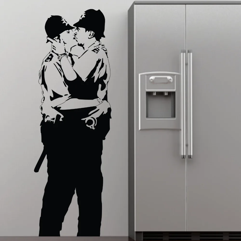 Большой BANKSY на стену виниловые наклейки в виде Стикеры наклейка поцелуи котлы