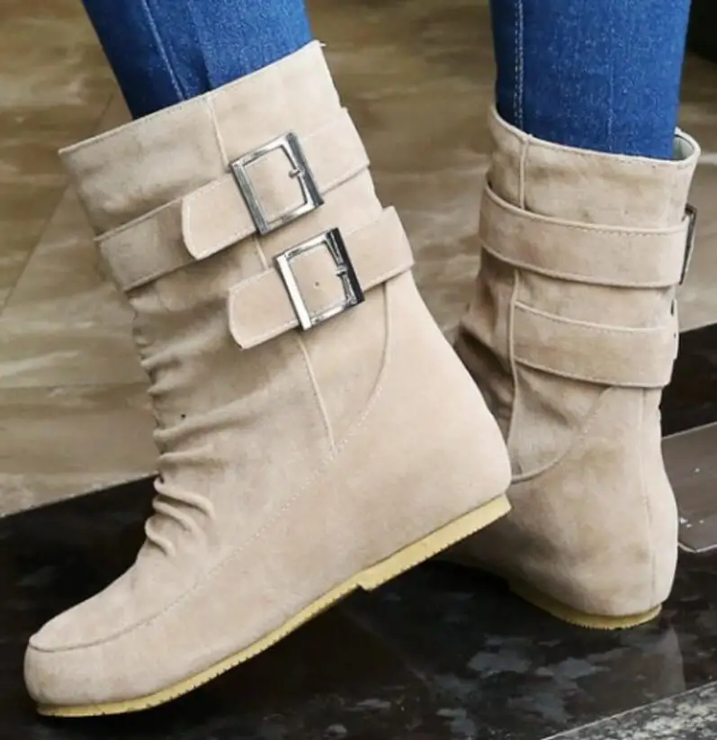 Sapato Feminino/женские ботинки до середины икры обувь на плоской подошве женские
