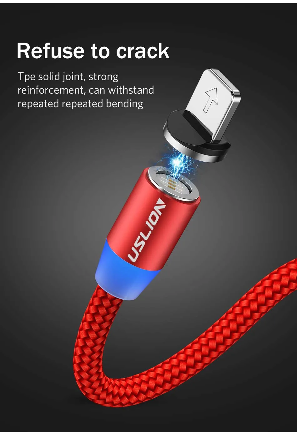 USLION, магнитное зарядное устройство, быстрая зарядка, магнит, USB, микро кабель, 3А, Тип C, кабель type-C, светодиодный, в нейлоновой оплетке, для Iphone 7, XS, XR, samsung