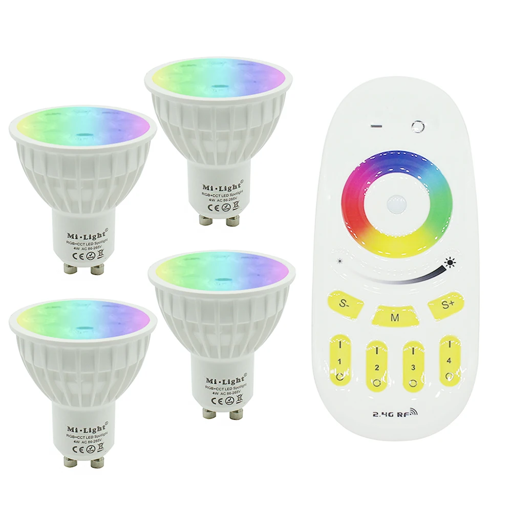 Tanbaby Mi. Светильник 2,4G беспроводной смарт GU10 Светодиодный светильник RGB+ CCT изменение цвета затемняемый Точечный светильник 4 Вт AC 85-265 в wifi Пульт дистанционного управления