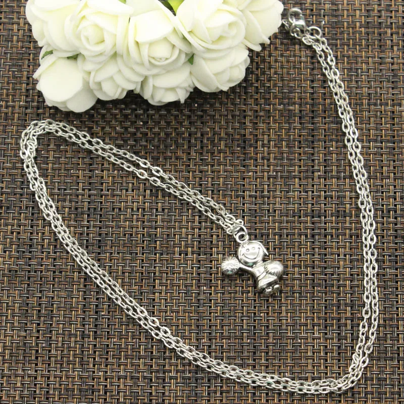 Новое модное ожерелье девушки-болельщики 22x15 мм Серебряные Подвески Короткие