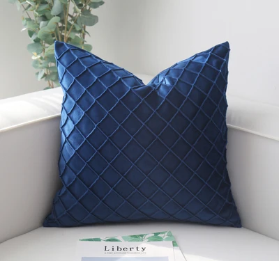 navy blue Роскошное стеганое бархатное покрытие для подушки, декоративная серая розовая наволочка для подушки, домашний декор, Геометрическая Подушка, 50x50 см, чехол для подушки - Цвет: navy blue