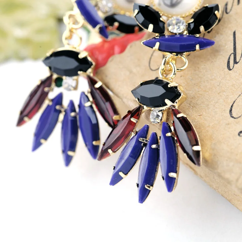 Разноцветный имитация драгоценных камней Этническая Серьга пирсинг 2015 новые