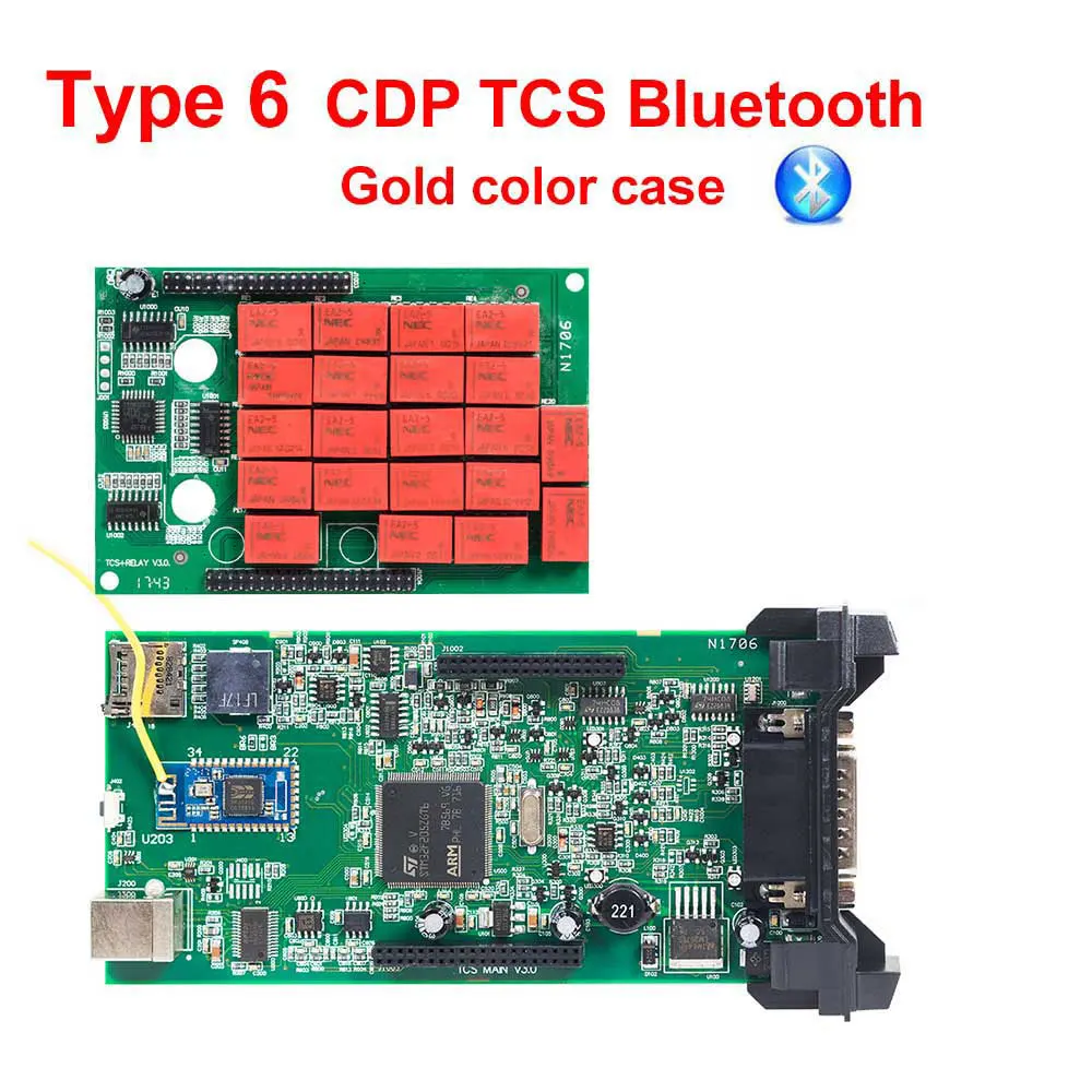 CDP TCS pro plus.1/.03 keygen software NEC 5V relay obd2 auto scanner for cars trucks OBDII diagnostic tool - Цвет: Gold case Bluetooth