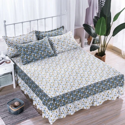 Fitted Sheet2 Геометрическая Полосатая юбка для кровати, гофрированная простыня для принцессы, покрывало из хлопка, плотная простыня для близнецов, покрывало для королевского размера - Цвет: Fitted Sheet2