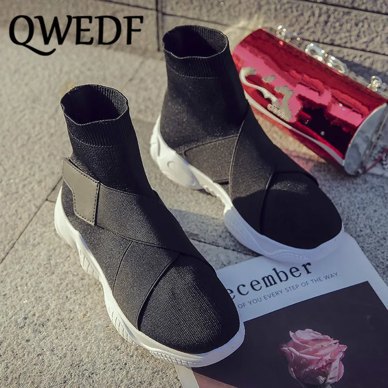 Обувь на платформе спортивная обувь 2019 новые дышащие стрейч FabricTenis Feminino