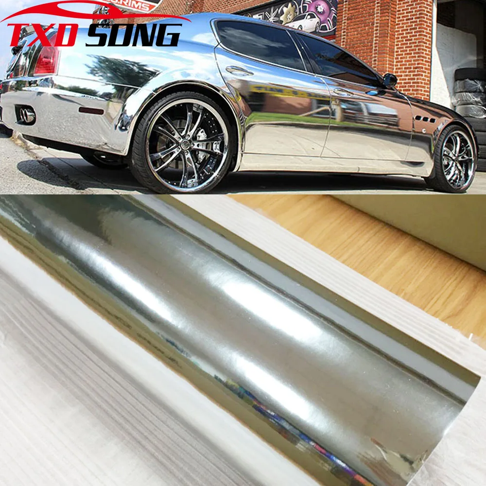 

7 Sizes High stretchable mirror silver Chrome Mirror flexible Vinyl Wrap Sheet Roll Film Car Sticker Decal Sheet