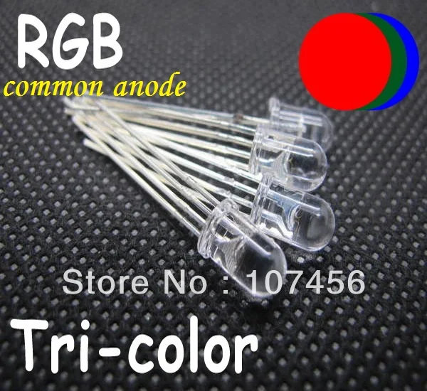 100 шт. X 5 мм 4 контактный Общий Анод RGB светодиодный прозрачный