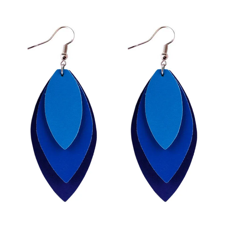 

ZWPON 2020 New Oval Triple Layered Genuine Leather Earrings for Women Summer Fashion Jewelry Plain Statement Earrings Wholesale