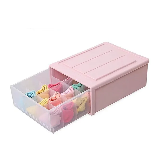 1pcs Pink 15grid 3 шт DIY пластиковый ящик для хранения нижнее белье бюстгальтер носки Органайзер пылезащитный шкаф для хранения ящиков спальня шкаф ящик для хранения 4 цвета - Цвет: 1pcs Pink 15grid