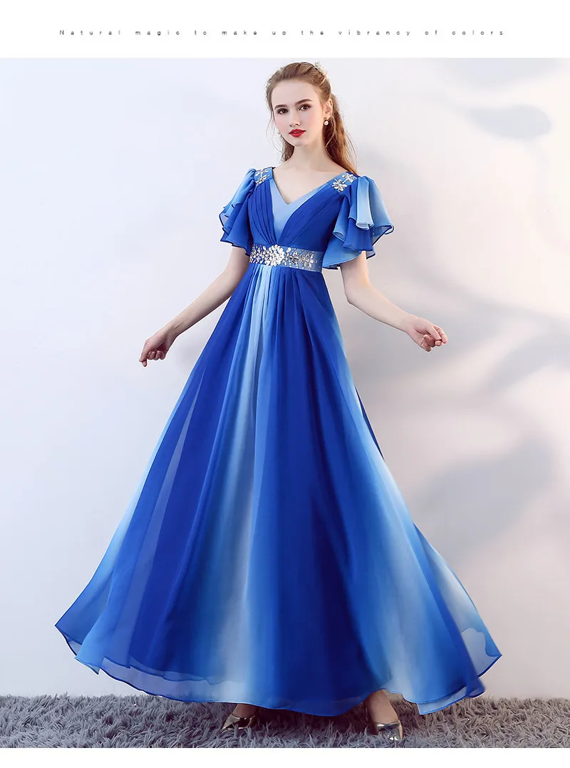 Robe De Soriee вечернее платье из шифона с длинным Фуксия Короткий рукав выпускные