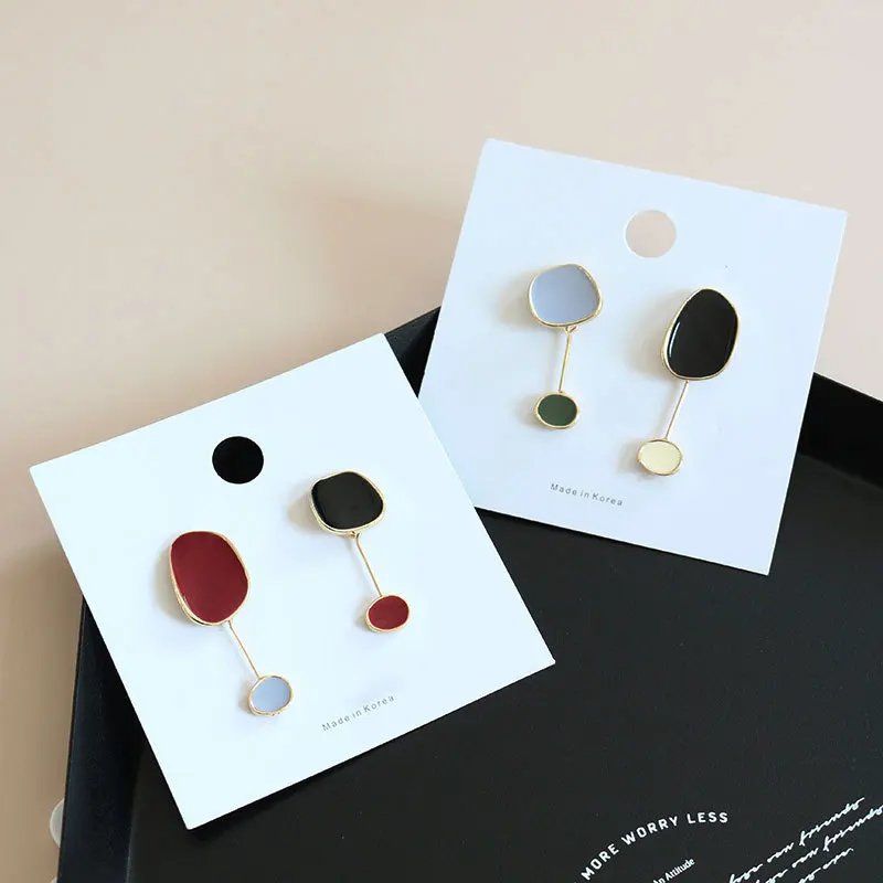 Женские Геометрические серьги гвоздики из серебра 2020 пробы с глянцевым