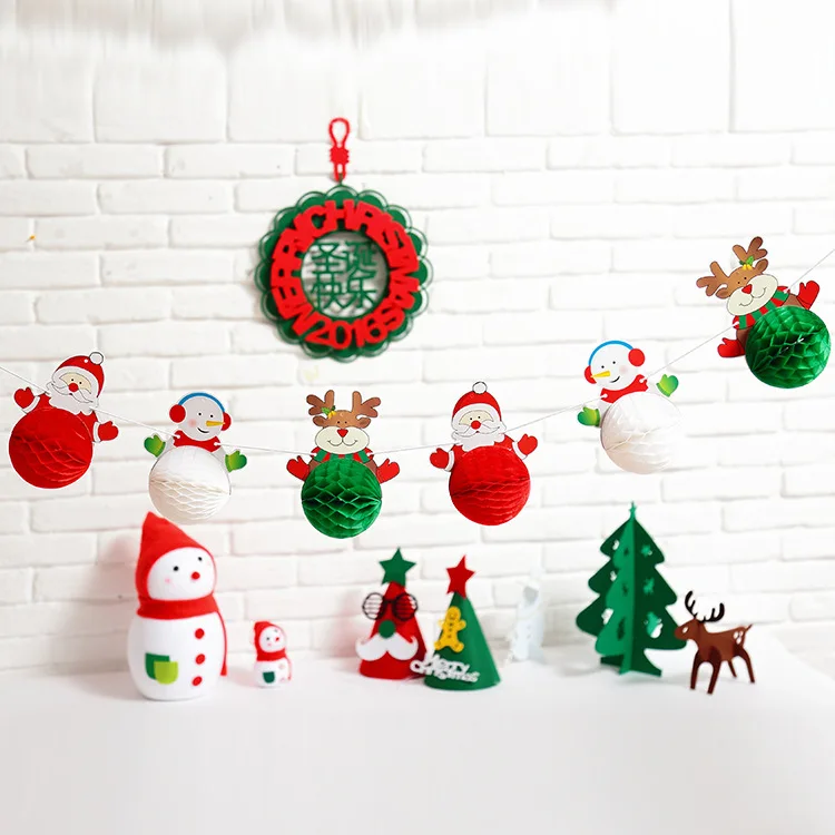 FFS Christmas Decorations Santa Snowman Paper Ball Pull Flowers Holiday Venue Strips Supplies Lanterns | Дом и сад