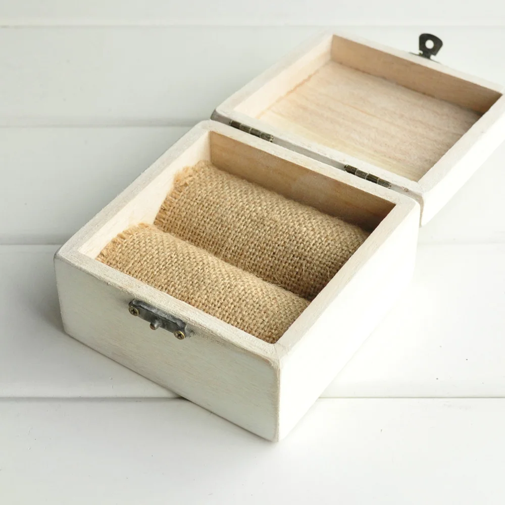 Персонализированная Ретро белая коробка для обручальных колец на заказ, коробка для колец в деревенском стиле, коробка для несущих колец, держатель свадебного кольца