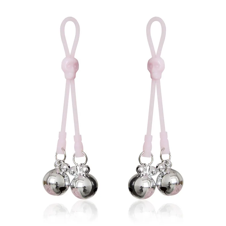 Череп Застежка скольжения Серебристые резиновые зажимы для сосков Фетиш жгут