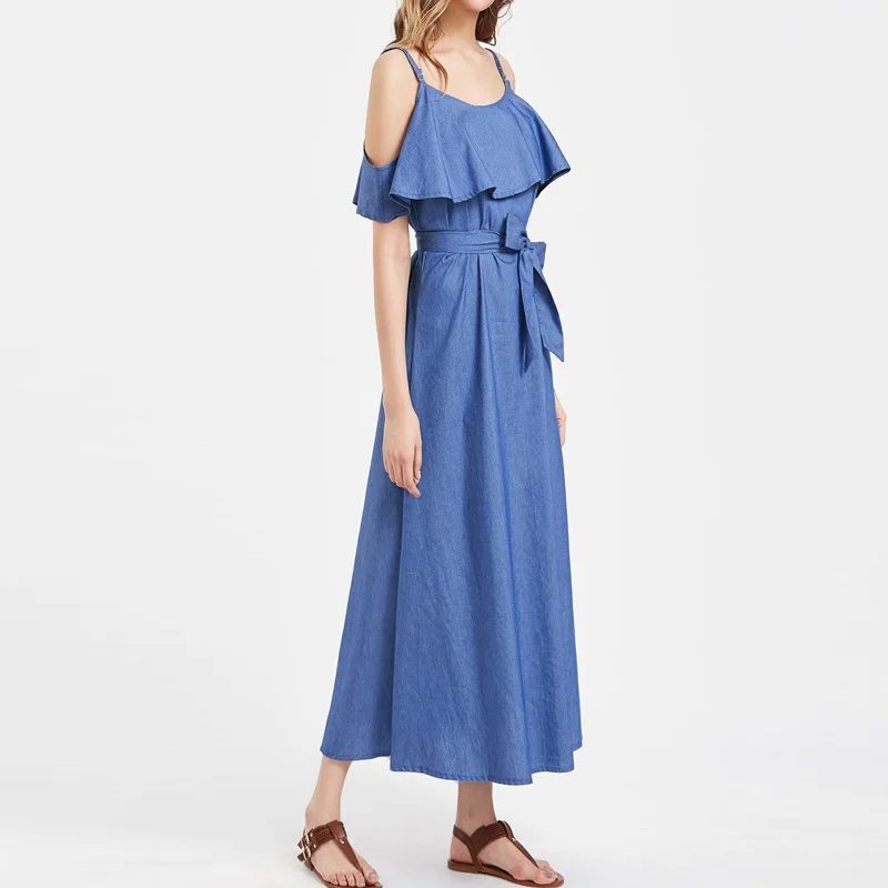 Модные женские туфли Твердые оборками с открытыми плечами бретельках Лето