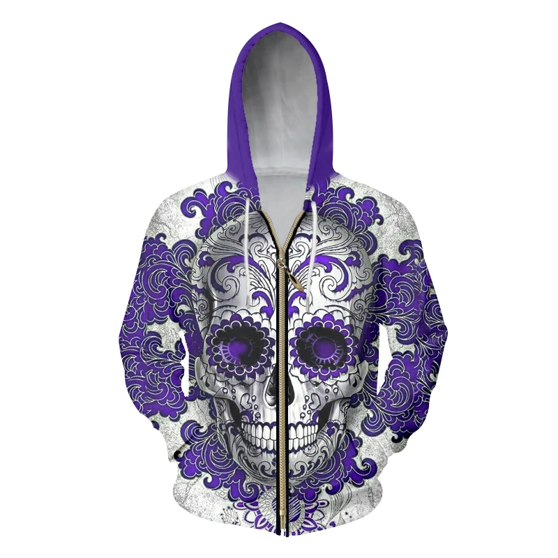 

UJWI Zip Hood Hoodies Oversize 6XL 2018 Spring Fall Men 3d Print Embroidery Skull Hoodie Sweatshirts Homme Hip Hop Punk Jackets