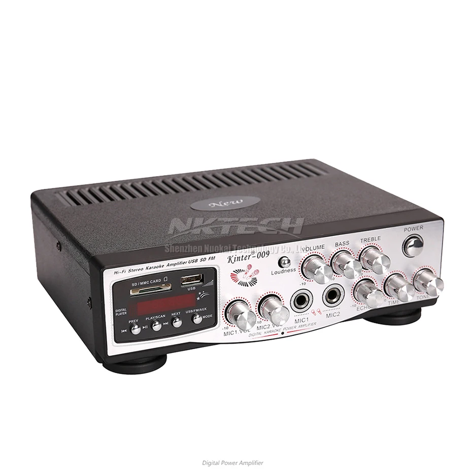 Автомобильный усилитель мощности цифровой аудиоплеер 2x30 Вт RMS HiFi USB SD MP3 FM MIC1 MIC2 VOL