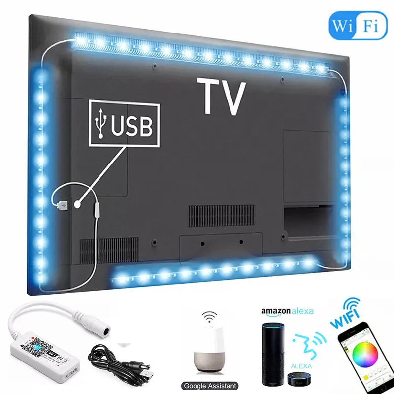 5 в постоянного тока USB WIFI ТВ фоновая подсветка компьютерный Экран Задняя полоса