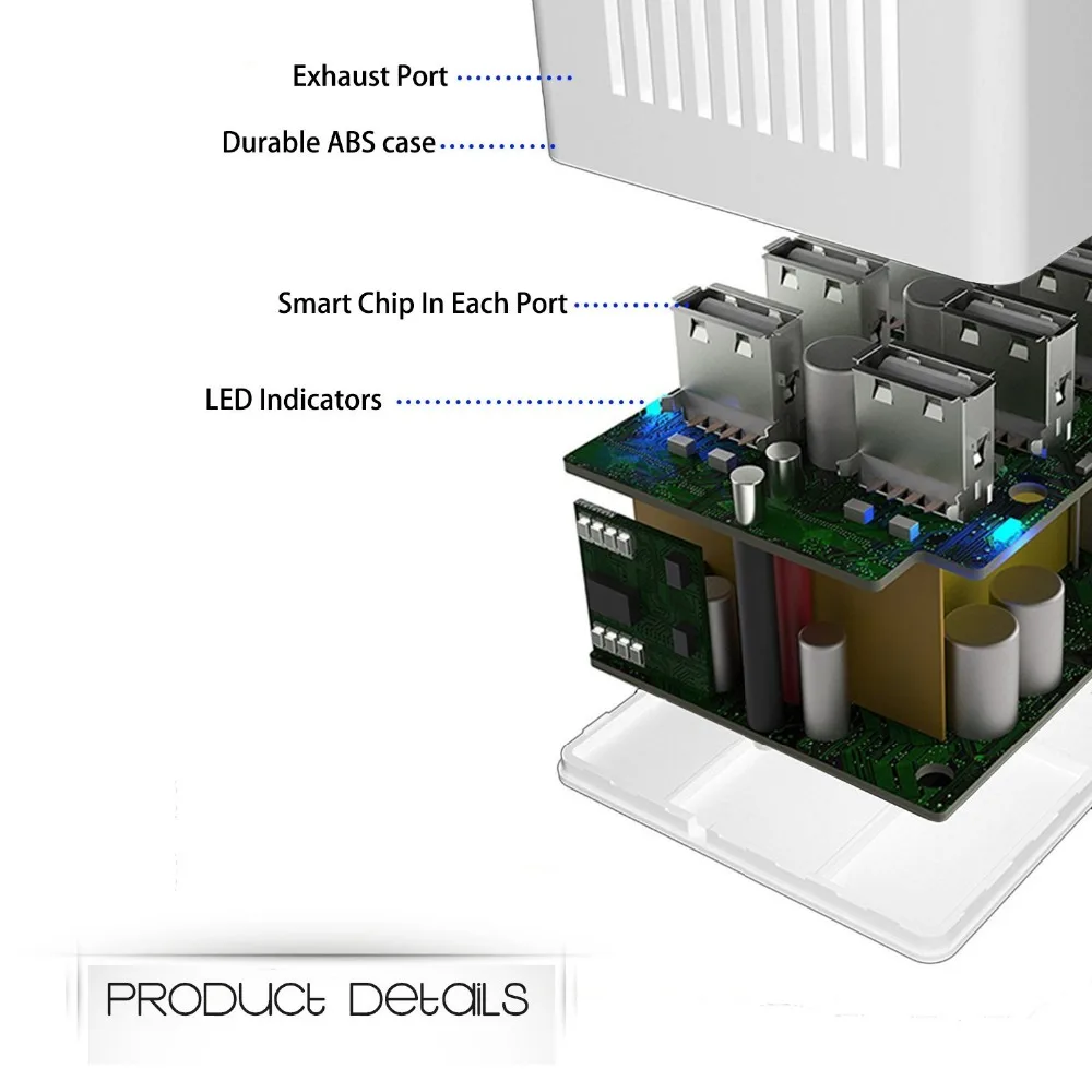 40 W/8A USB путешествия Мульти порты настенное зарядное устройство адаптер с AiPower
