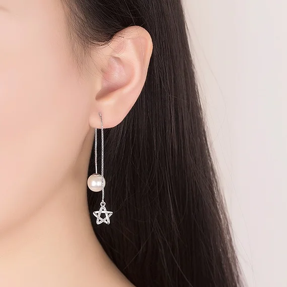 OMHXZJ Оптовая Продажа Модные Простые пентаграмма kpop 925 стерлингового серебра