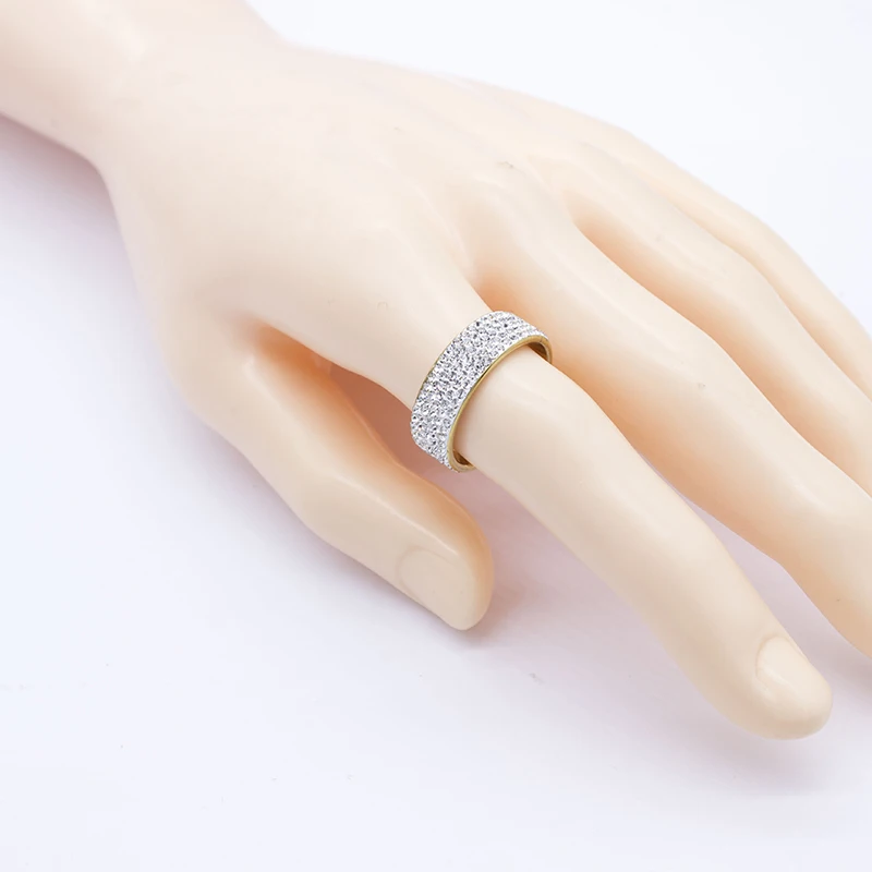 5 Rows Crystal Stainless Steel Rings For Women Full Finger Love Wedding Band Jewelry Wholesale Suppliers | Украшения и аксессуары