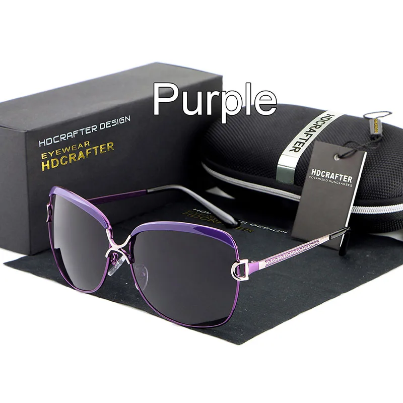 Purple HDCRAFTER, поляризационные солнцезащитные очки для женщин, фирменный дизайн, женские ретро негабаритные солнцезащитные очки для женщин oculos de sol feminino - Цвет линз: Purple