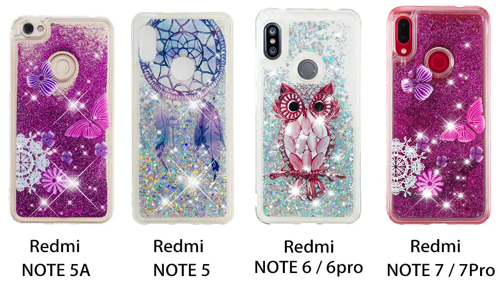 Чехол с зыбучим песком для Xiaomi Redmi NOTE 6 7 Pro 5 5A Prime Dynamic Liquid Glitter Stars мягкий чехол