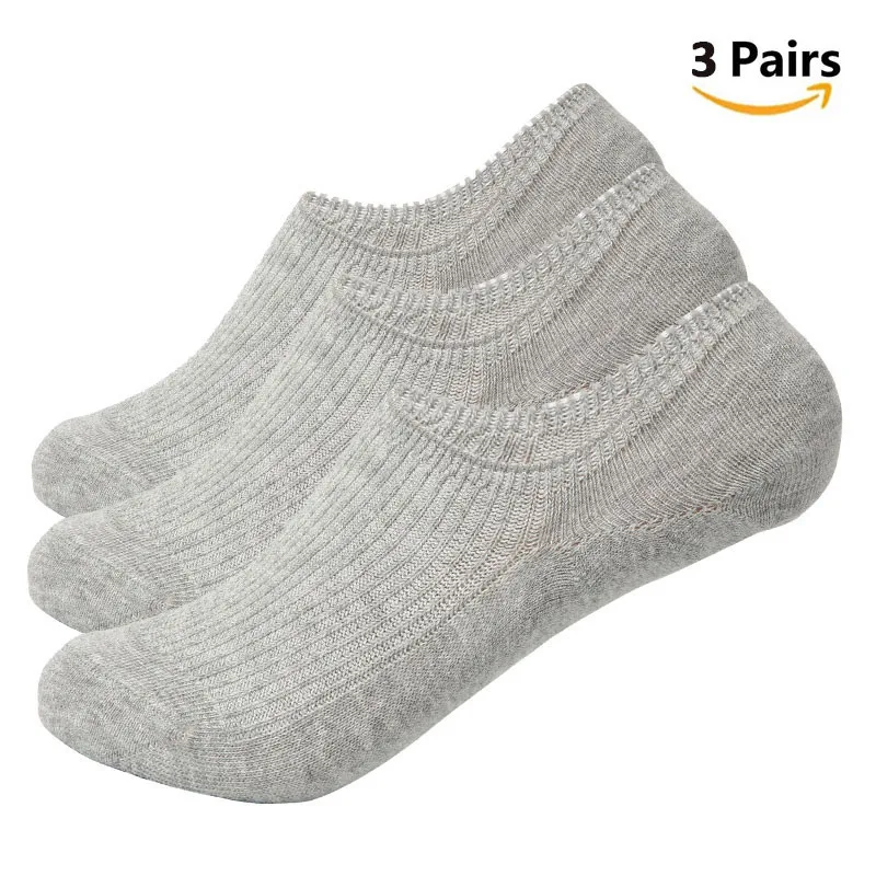 3 Pairs Grey Женские одноцветные цветной носок тапочки летние новые милые однотонные невидимые Нескользящие низкие носки повседневные хлопковые дышащие носки-башмачки - Цвет: 3 Pairs Grey