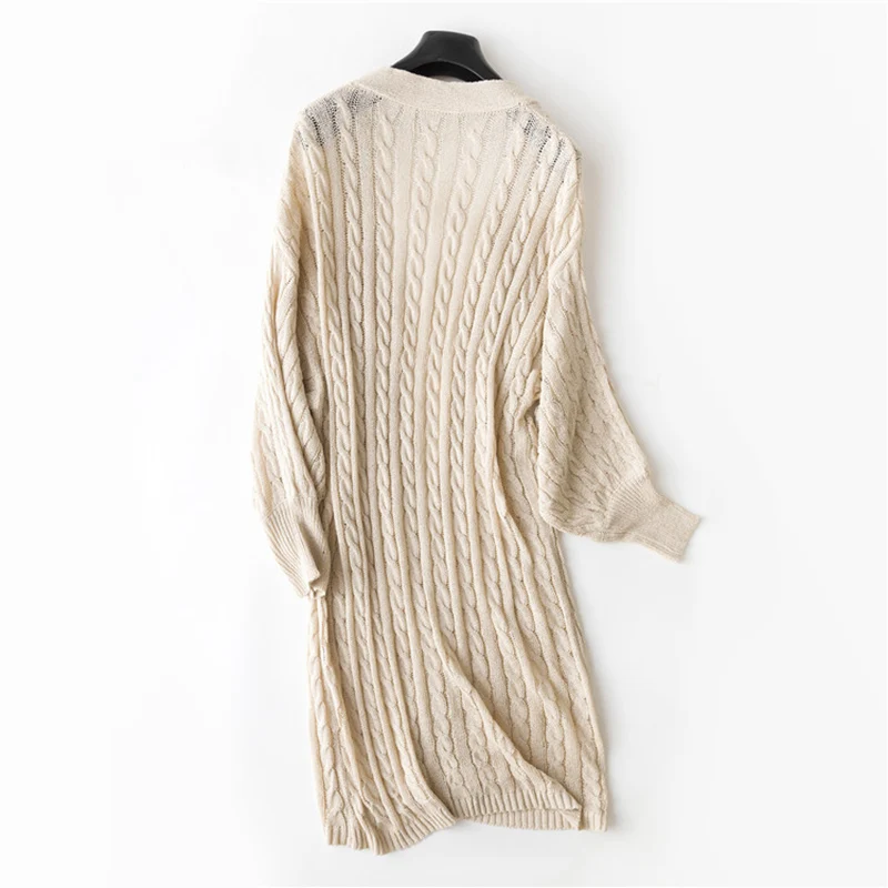 Женский кардиган женский элегантный синий хаки белый длинный для женщин Вязаное