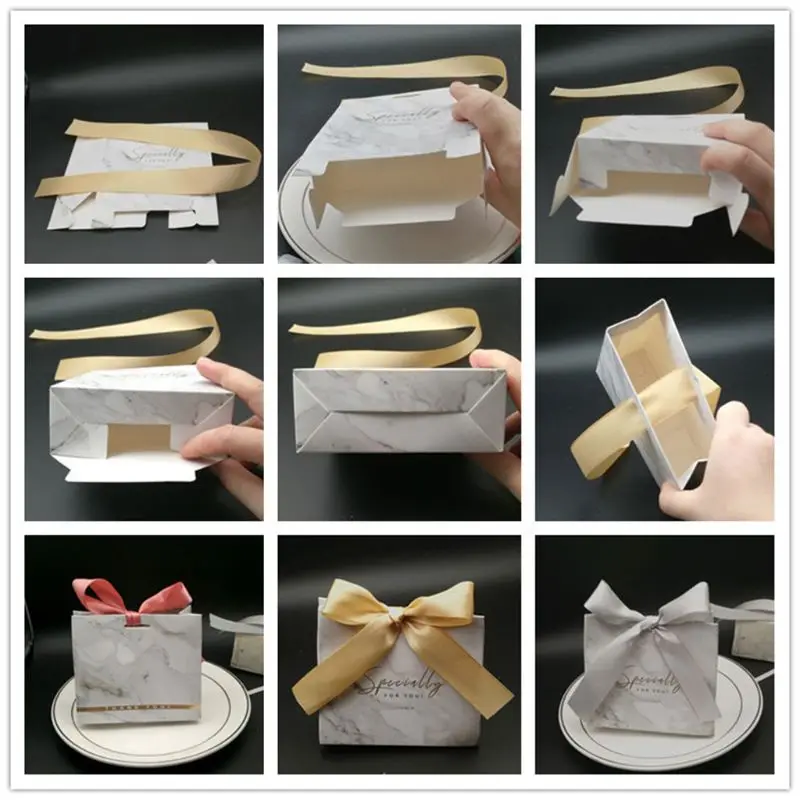 5Pcs Thank You Paper Candy Chocolate Cake Boxes Package Gift Bag Wedding Party Favors with Ribbon | Дом и сад